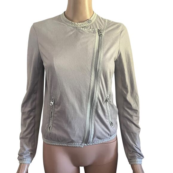A|X Armani Exchange Moto Jacket Womens Small Gray Faux Suede Asymmetrical Zip - Picture 14 of 14